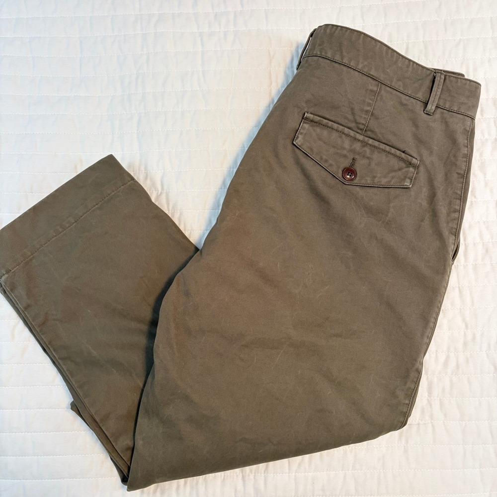 Officine Générale Olive Green Cotton Chino Flat Front Pants Mens 34